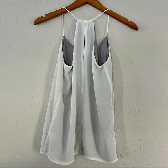 🦋 Express Grey White Reversible Tank Top Blouse XXS Neutral Summer Lightweight - Picture 6 of 10